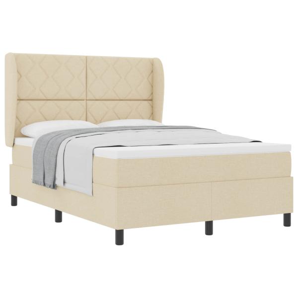 Boxspringbett mit Kopfteil Creme 160 x 200 cm Stoff