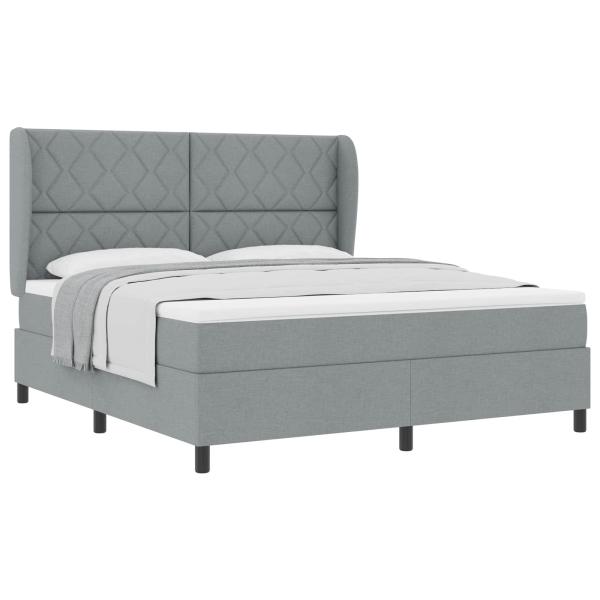 Boxspringbett mit Kopfteil Hellgrau 180 x 200 cm Stoff