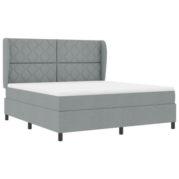 Boxspringbett mit Kopfteil Hellgrau 180 x 200 cm Stoff