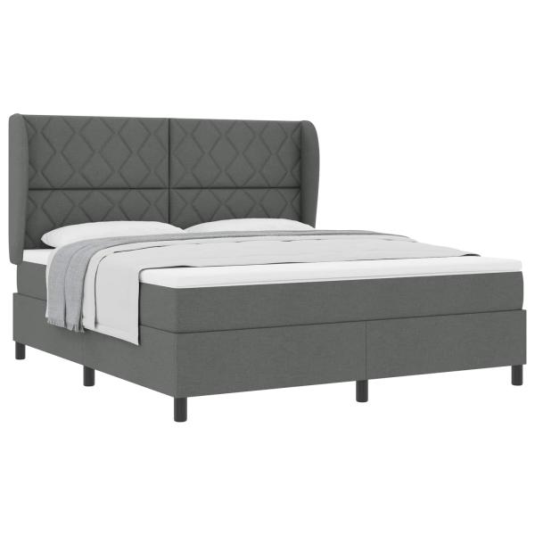 Boxspringbett mit Kopfteil Dunkelgrau 180 x 200 cm Stoff