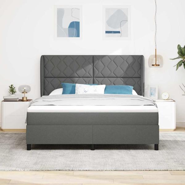 Boxspringbett mit Kopfteil Dunkelgrau 180 x 200 cm Stoff