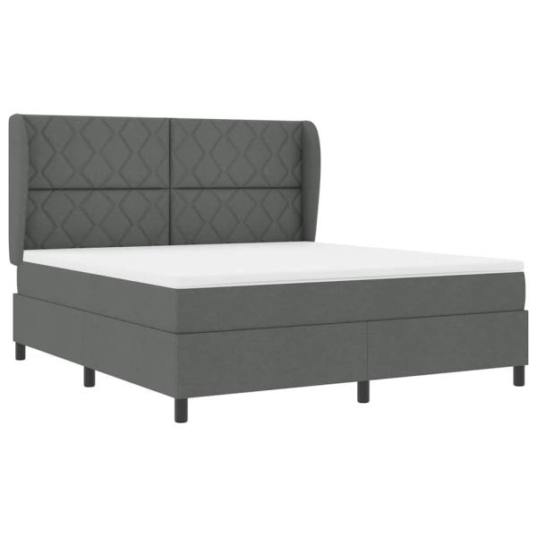 Boxspringbett mit Kopfteil Dunkelgrau 180 x 200 cm Stoff