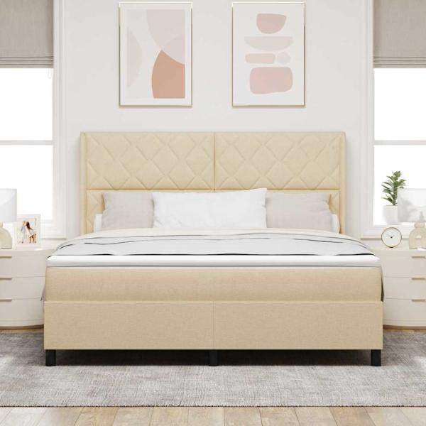 Boxspringbett mit Kopfteil Creme 180 x 200 cm Stoff