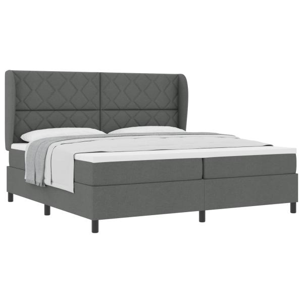 Boxspringbett mit Kopfteil Dunkelgrau 200 x 200 cm Stoff