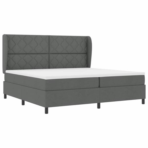 Boxspringbett mit Kopfteil Dunkelgrau 200 x 200 cm Stoff