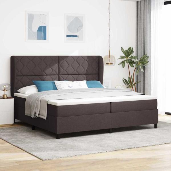 ARDEBO.de - Boxspringbett mit Kopfteil Dunkelbraun 200 x 200 cm Stoff