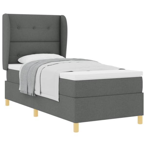 Boxspringbett mit Kopfteil Dunkelgrau 190 x 90 cm Stoff