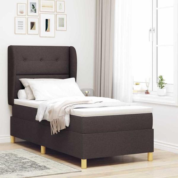 ARDEBO.de - Boxspringbett mit Kopfteil Dunkelbraun 190 x 90 cm Stoff