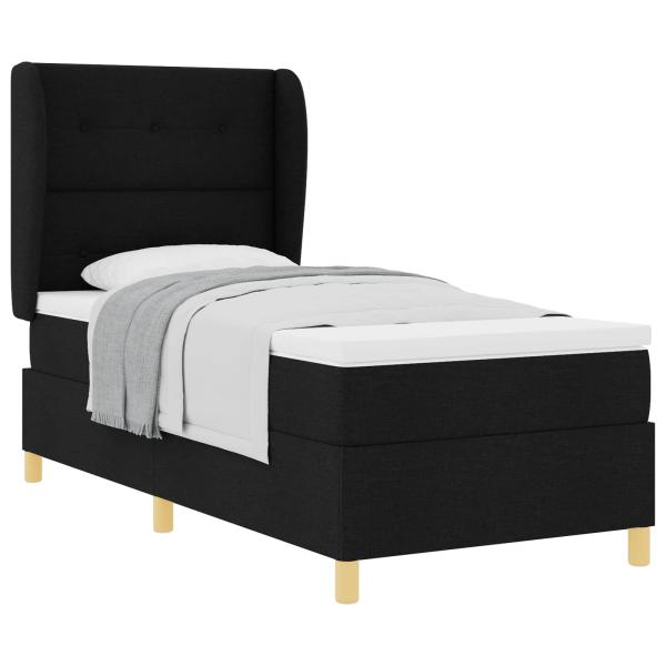 Boxspringbett mit Kopfteil Schwarz 200 x 100 cm Stoff