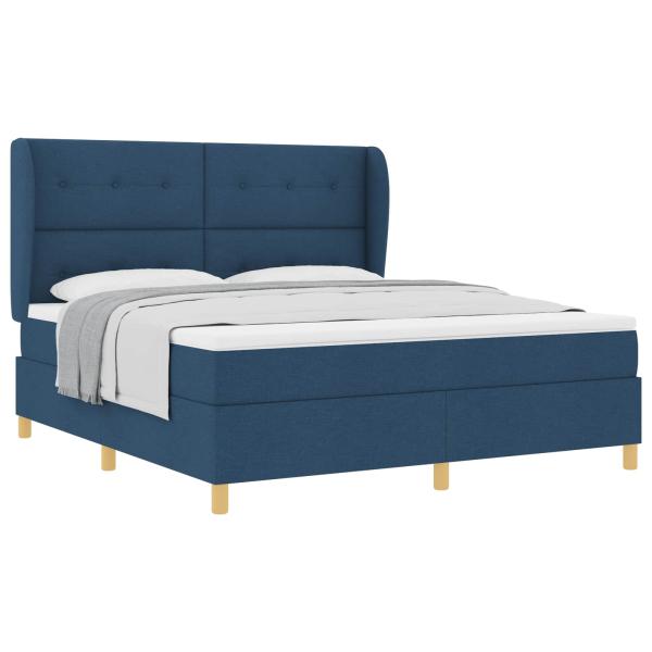 Boxspringbett mit Kopfteil Blau 200 x 180 cm Stoff