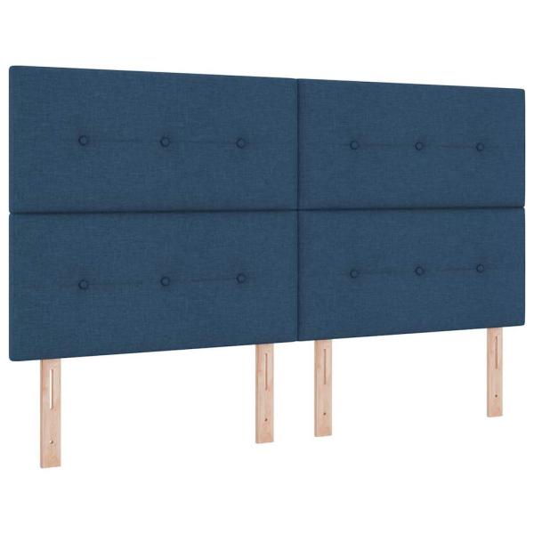 Boxspringbett mit Kopfteil Blau 200 x 180 cm Stoff