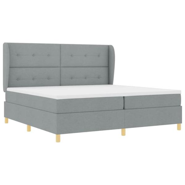 Boxspringbett mit Kopfteil Hellgrau 200 x 200 cm Stoff