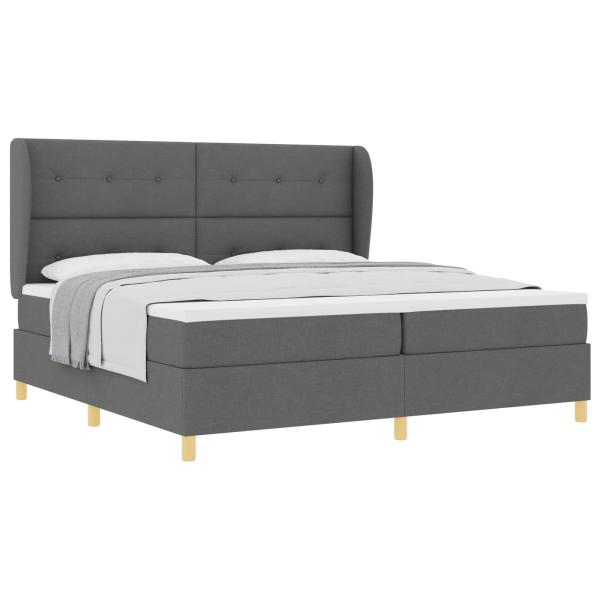 Boxspringbett mit Kopfteil Dunkelgrau 200 x 200 cm Stoff