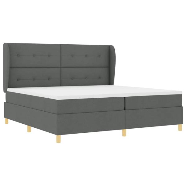 Boxspringbett mit Kopfteil Dunkelgrau 200 x 200 cm Stoff