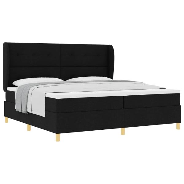 Boxspringbett mit Kopfteil Schwarz 200 x 200 cm Stoff