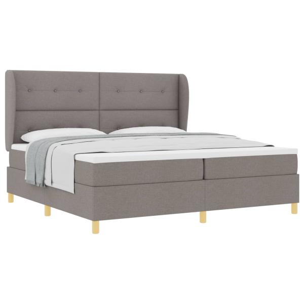 Boxspringbett mit Kopfteil Taupe 200 x 200 cm Stoff