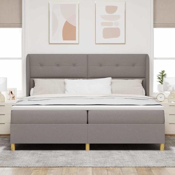 Boxspringbett mit Kopfteil Taupe 200 x 200 cm Stoff