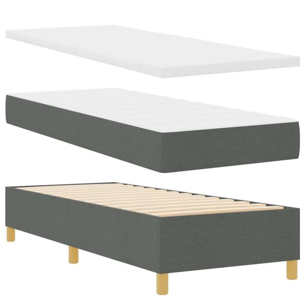 Boxspringbett mit Kopfteil Dunkelgrau 200 x 80 cm Stoff