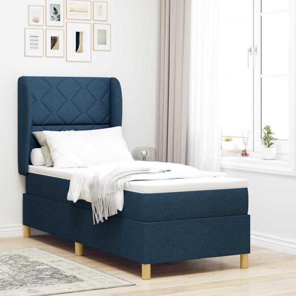 ARDEBO.de - Boxspringbett mit Kopfteil Blau 200 x 80 cm Stoff