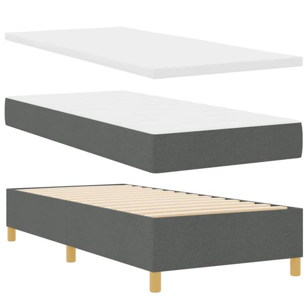 Boxspringbett mit Kopfteil Dunkelgrau 190 x 90 cm Stoff