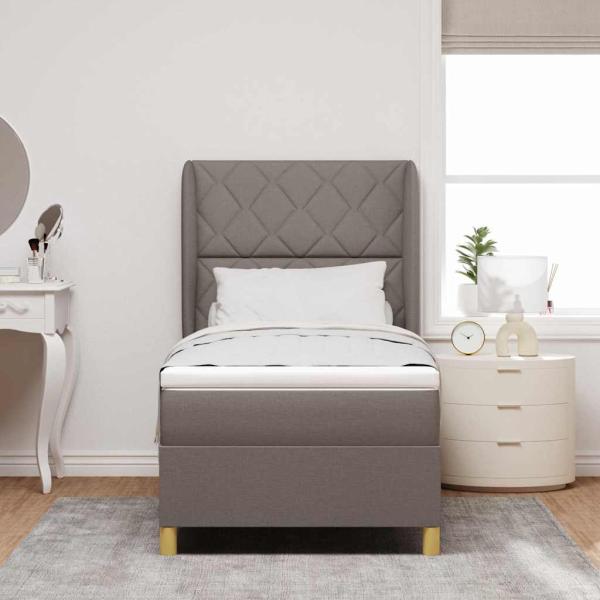 Boxspringbett mit Kopfteil Taupe 200 x 100 cm Stoff