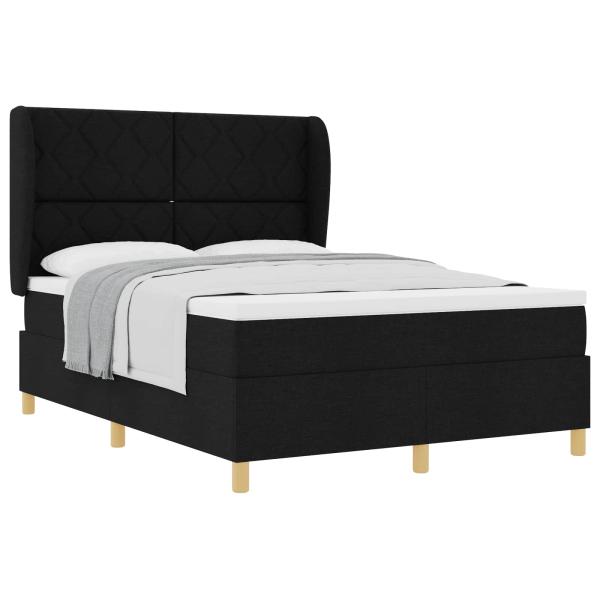 Boxspringbett mit Kopfteil Schwarz 190 x 140 cm Stoff