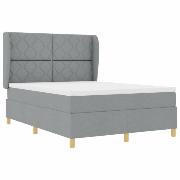 Boxspringbett mit Kopfteil Hellgrau 200 x 160 cm Stoff