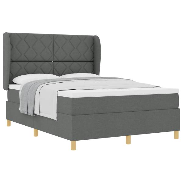 Boxspringbett mit Kopfteil Dunkelgrau 200 x 160 cm Stoff