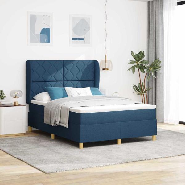 ARDEBO.de - Boxspringbett mit Kopfteil Blau 200 x 160 cm Stoff
