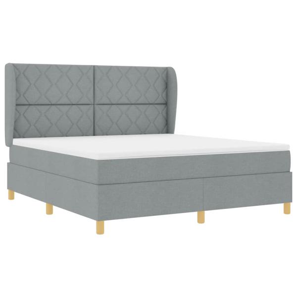 Boxspringbett mit Kopfteil Hellgrau 200 x 180 cm Stoff