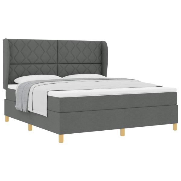 Boxspringbett mit Kopfteil Dunkelgrau 200 x 180 cm Stoff