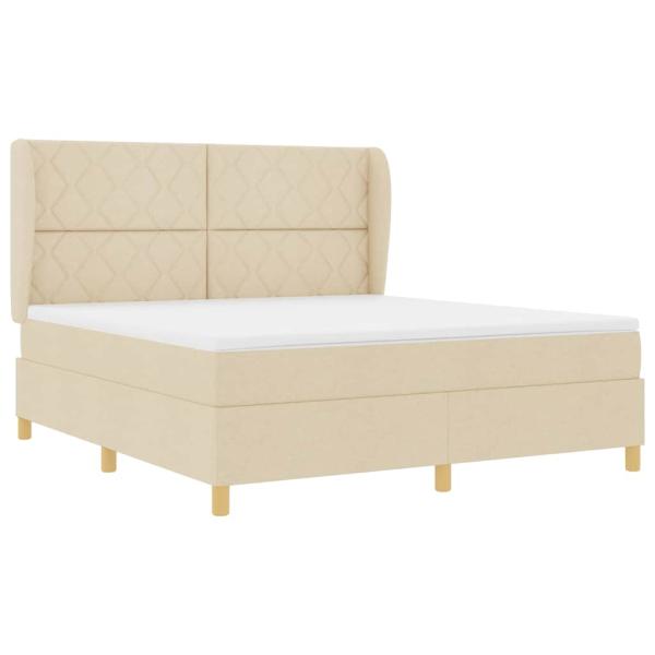 Boxspringbett mit Kopfteil Creme 200 x 180 cm Stoff