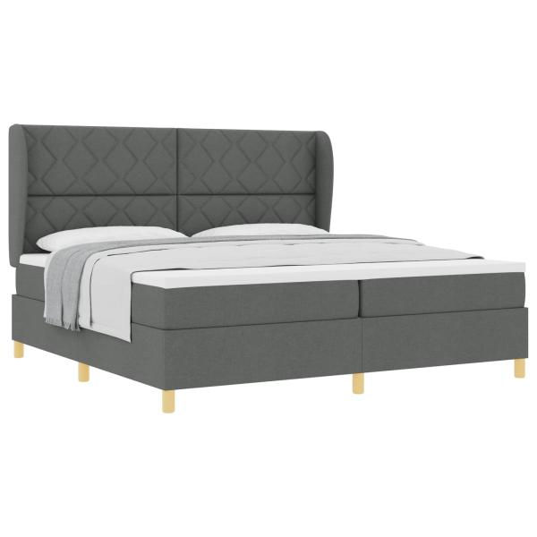 Boxspringbett mit Kopfteil Dunkelgrau 200 x 200 cm Stoff