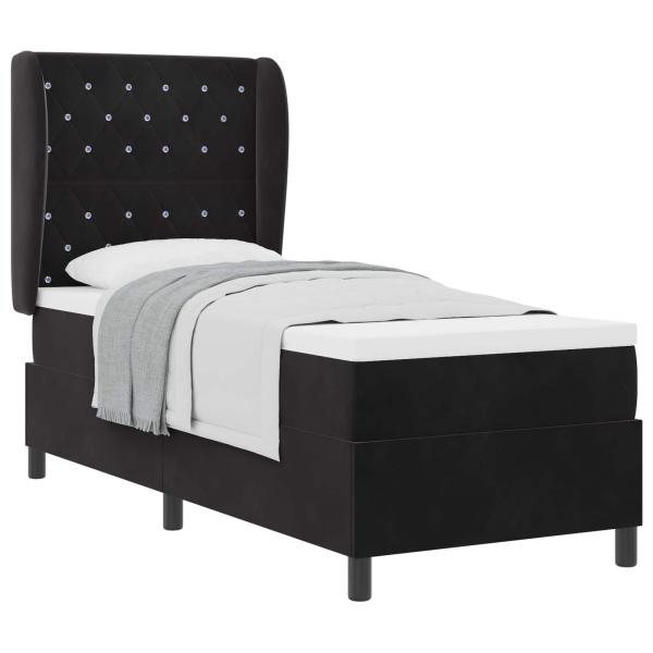 Boxspringbett mit Matratze Schwarz 200 x 80 cm Samt