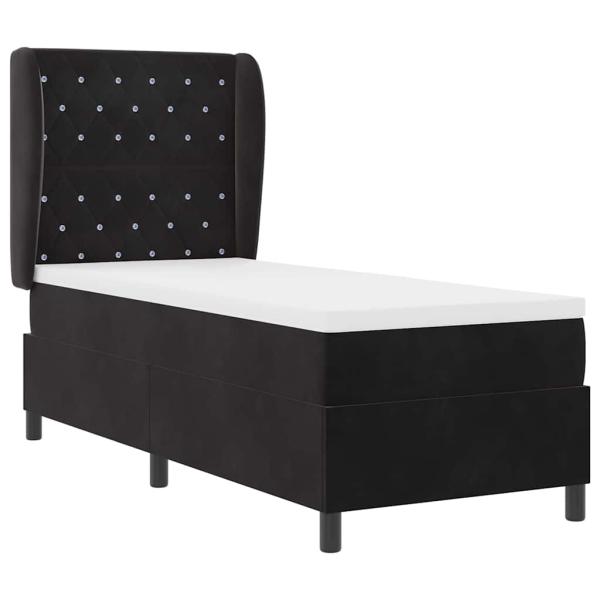 Boxspringbett mit Matratze Schwarz 200 x 80 cm Samt