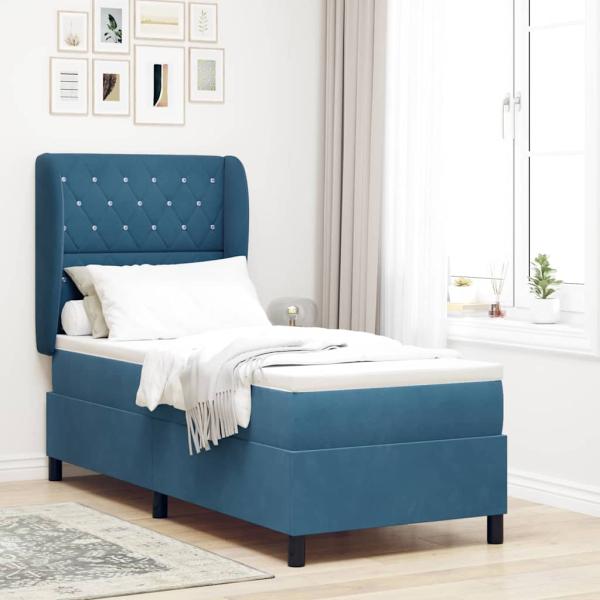 ARDEBO.de - Boxspringbett mit Kopfteil Dunkelblau 200 x 80 cm Samt