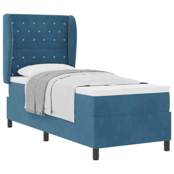 Boxspringbett mit Kopfteil Dunkelblau 200 x 80 cm Samt