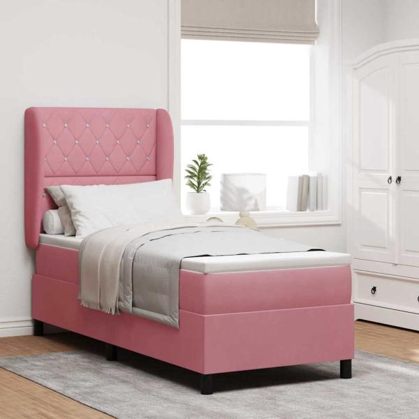 ARDEBO.de - Boxspringbett mit Matratze mit Kopfteil Rosa 200 x 80 cm Samt
