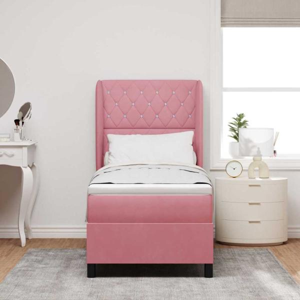 Boxspringbett mit Matratze mit Kopfteil Rosa 200 x 80 cm Samt