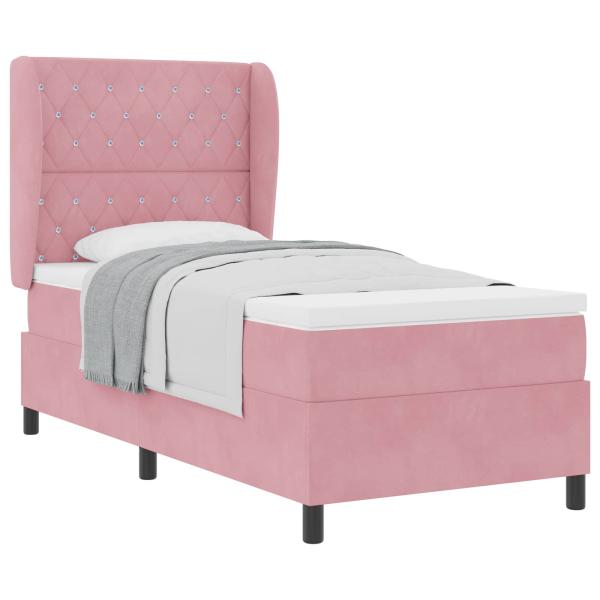 Boxspringbett mit Kopfteil Rosa 190 x 90 cm Samt