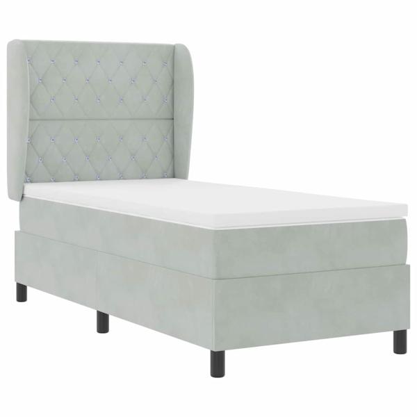 Boxspringbett mit Matratze Hellgrau 200 x 90 cm Samt
