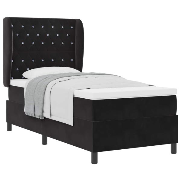 Boxspringbett mit Matratze Schwarz 200 x 100 cm Samt