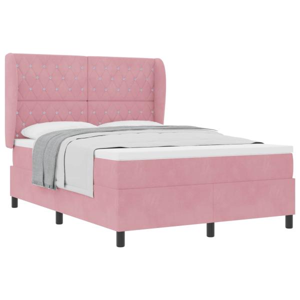 Boxspringbett mit Kopfteil Rosa 190 x 140 cm Samt