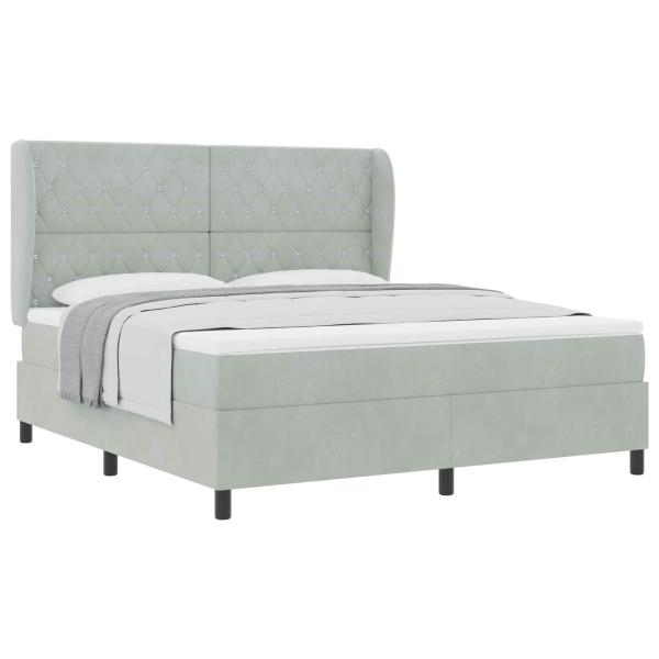 Boxspringbett mit Matratze Hellgrau 200 x 180 cm Samt