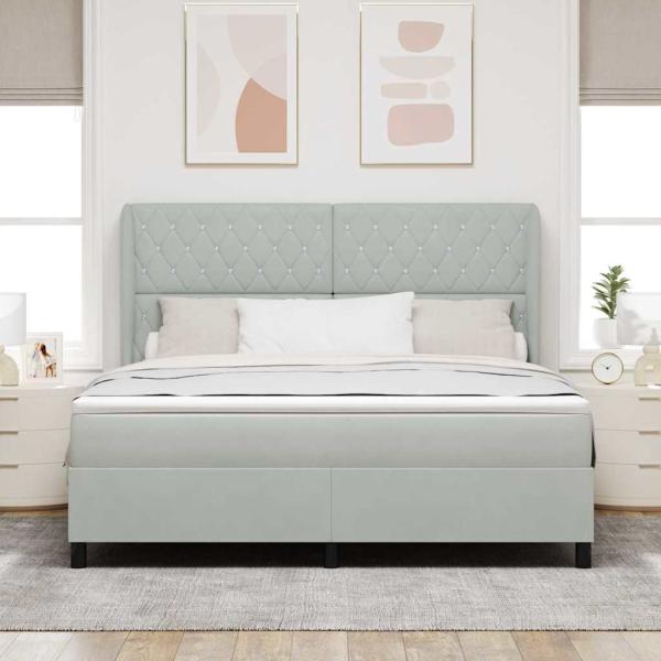 Boxspringbett mit Matratze Hellgrau 200 x 180 cm Samt