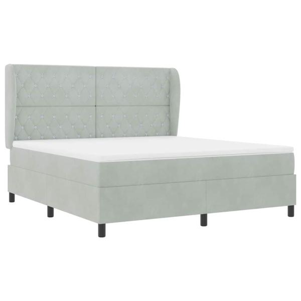 Boxspringbett mit Matratze Hellgrau 200 x 180 cm Samt