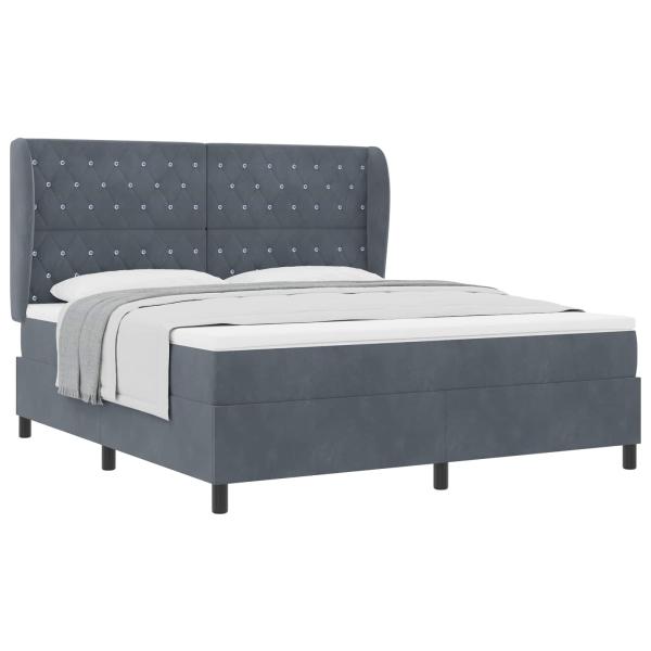 Boxspringbett mit Kopfteil Dunkelgrau 200 x 180 cm Samt