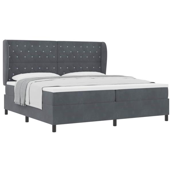 Boxspringbett mit Matratze Dunkelgrau 200 x 200 cm Samt