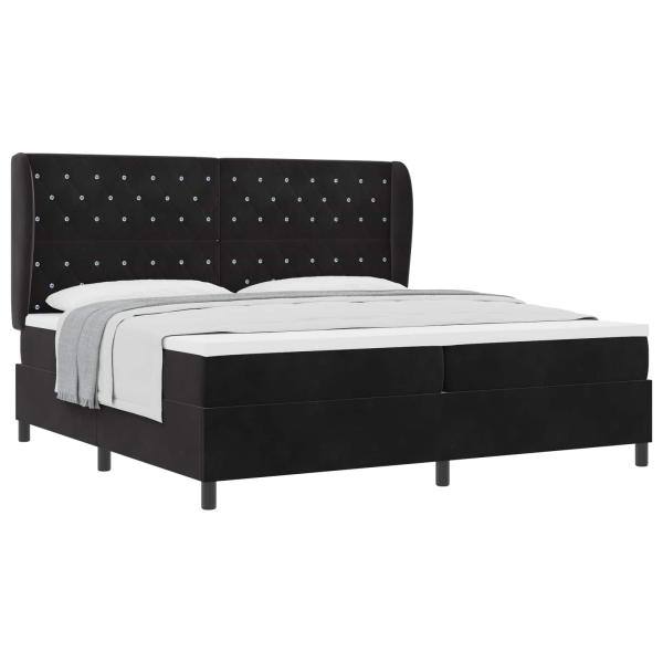 Boxspringbett mit Matratze Schwarz 200 x 200 cm Samt
