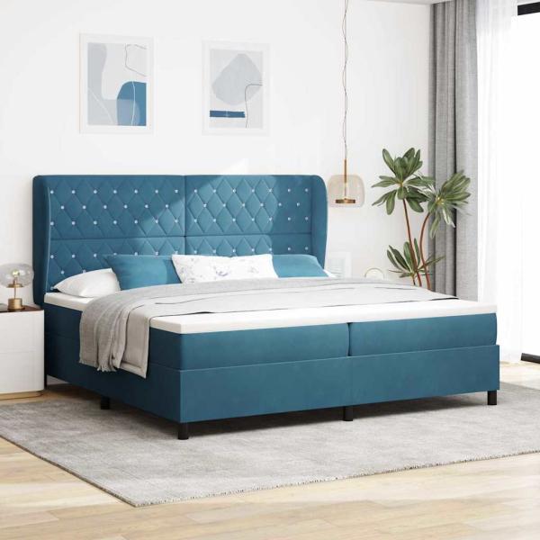 ARDEBO.de - Boxspringbett mit Matratze Dunkelblau 200 x 200 cm Samt